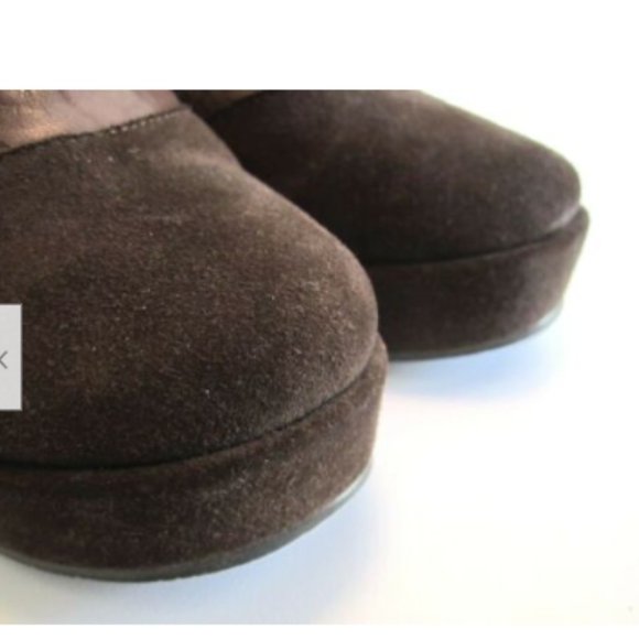 38 8 CORDANI DIONNE brown WEDGE PLATFORM MULES clog SUEDE PUMPS heels SHOES MINT - Picture 3 of 11